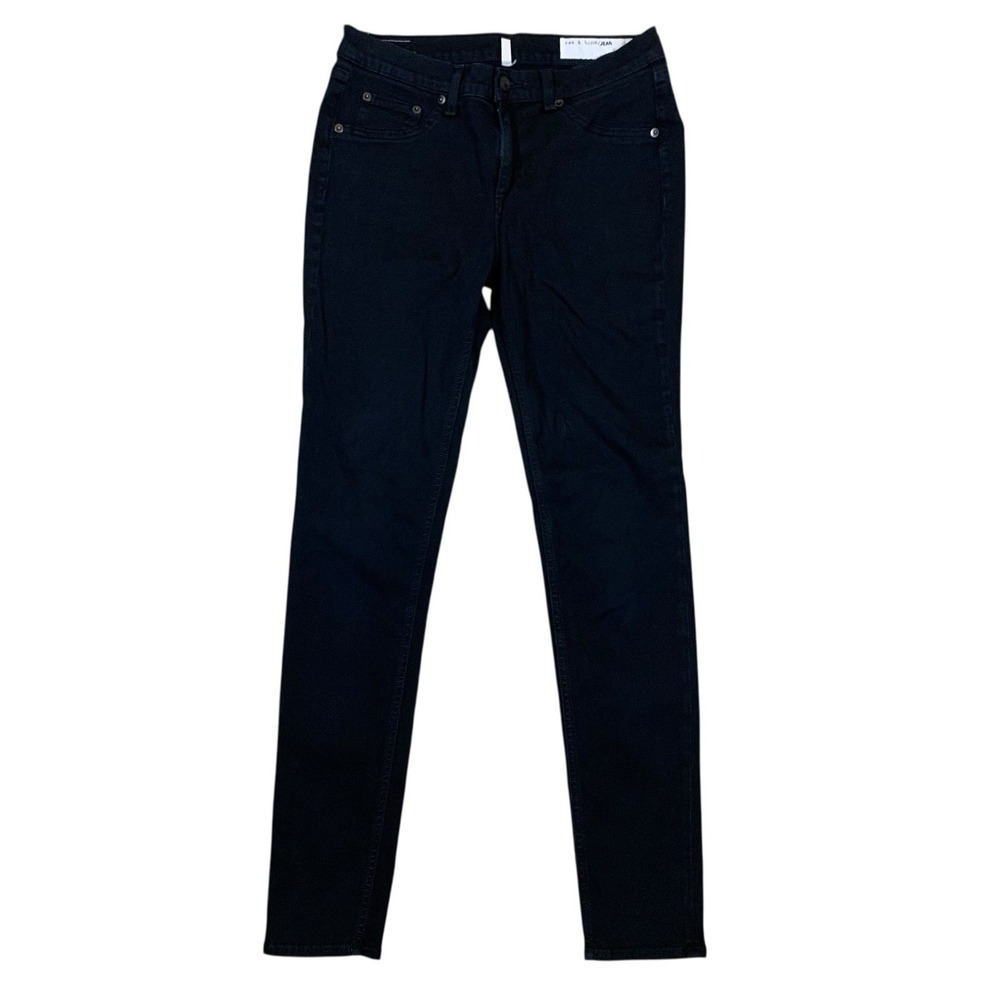 Rag And Bone Jean Black Plush‎ Skinny Stretch Designer Denim 29